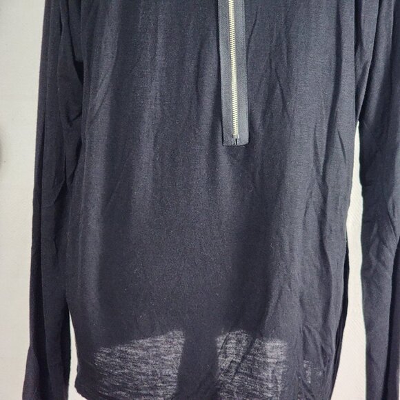 Love In Brand Black LS Rayon Span Reversible Drop Shoulder 1/2 Zip Top Size L - Picture 12 of 16